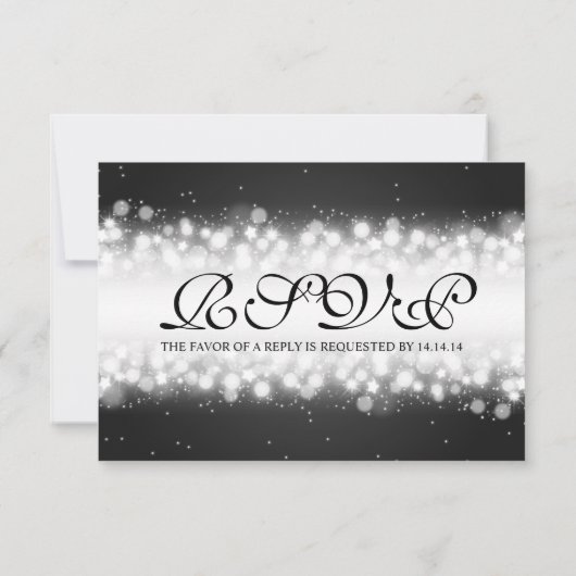 Elegant RSVP Magic Sparkle Black Kaartje (Achterkant)
