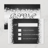 Elegant RSVP Magic Sparkle Black Kaartje (Voorkant / Achterkant)