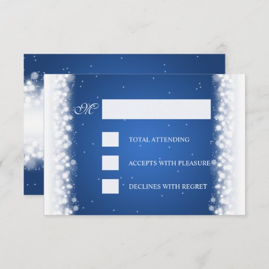 Elegant RSVP Magic Sparkle Blue (Voorkant / Achterkant)