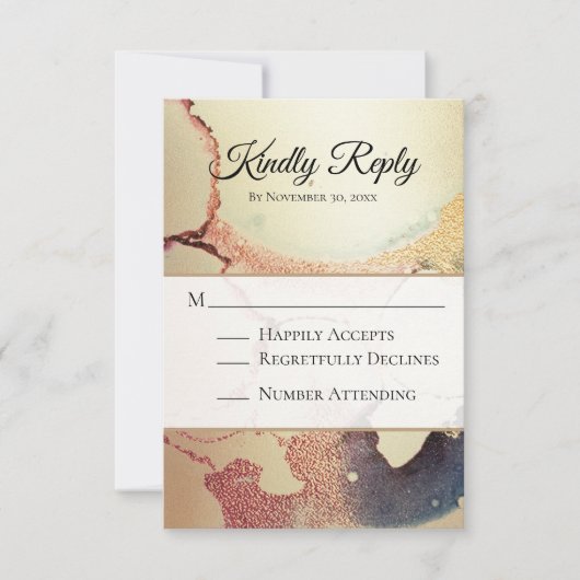 *~* Elegant RSVP Modern Abstract Gold Wedding RSVP (Voorkant)