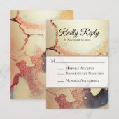 *~* Elegant RSVP Modern Abstract Gold Wedding RSVP (Voorkant / Achterkant)