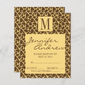 Elegant RSVP Monogram Safari Wedding Reply Card (Voorkant / Achterkant)