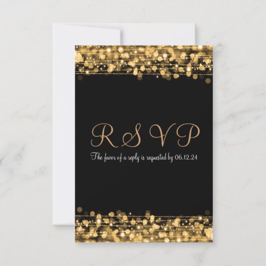 Elegant RSVP Party Sparkles Gold (Achterkant)