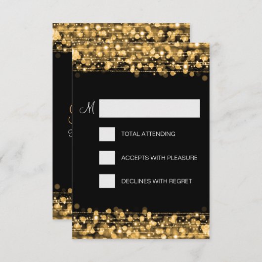 Elegant RSVP Party Sparkles Gold (Voorkant / Achterkant)