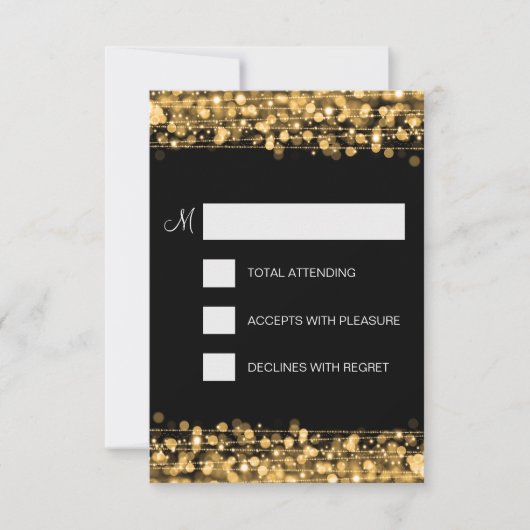 Elegant RSVP Party Sparkles Gold Kaartje (Voorkant)