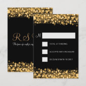 Elegant RSVP Party Sparkles Gold Kaartje (Voorkant / Achterkant)