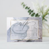 Elegant RSVP Plum Dusty Blue Marble Ink (Staand voorkant)