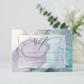 Elegant RSVP Plum en Blauwgroen marmer Ink (Staand voorkant)