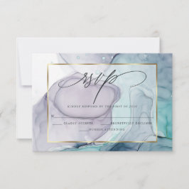 Elegant RSVP Plum en Blauwgroen marmer Ink
