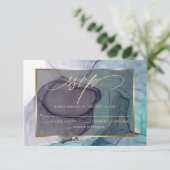 Elegant RSVP Plum Paarse Marble Ink (Staand voorkant)