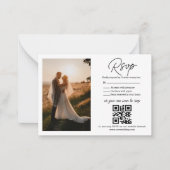 elegant rsvp qr code minimalist trouwfoto notitiekaartje (Voorkant)