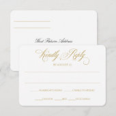 Elegant RSVP Reply Kaart | Charlene (goud) (Voorkant / Achterkant)