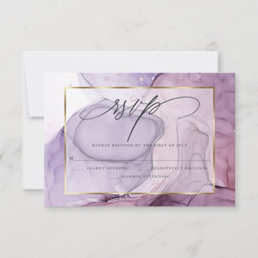 Elegant RSVP Roos Amethyst Marble Ink (Voorkant)