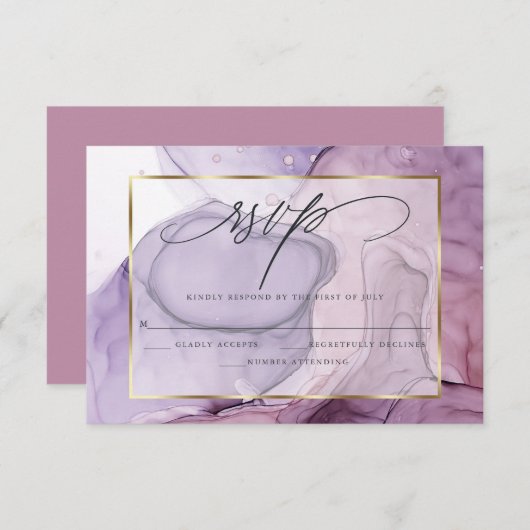 Elegant RSVP Roos Amethyst Marble Ink (Voorkant / Achterkant)