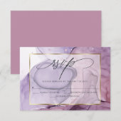 Elegant RSVP Roos Amethyst Marble Ink Kaartje (Voorkant / Achterkant)