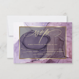 Elegant RSVP Roos Roze Plum Paars-gemarmerde inkt
