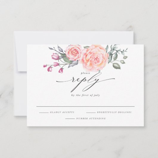 Elegant RSVP Rustic Blush Pink Roses (Voorkant)