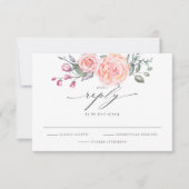 Elegant RSVP Rustic Blush Pink Roses Kaartje (Voorkant)