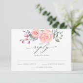Elegant RSVP Rustic Blush Pink Roses Kaartje (Staand voorkant)