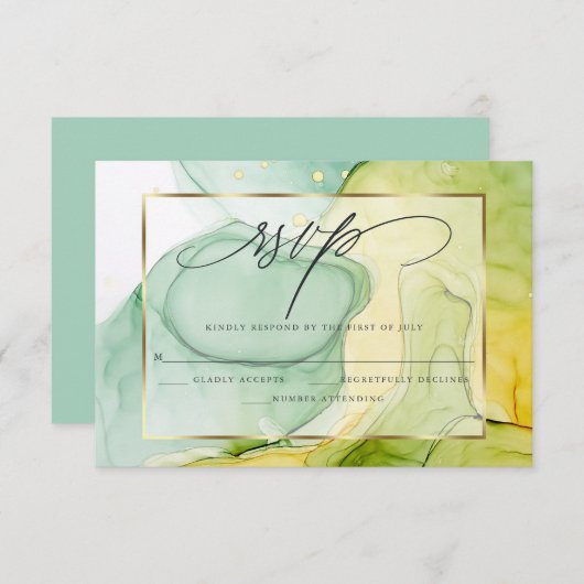 Elegant RSVP verbouwde Vibrant Greens and Golds (Voorkant / Achterkant)