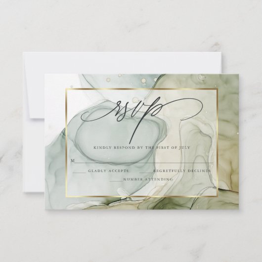 Elegant RSVP verbouwde Vibrant Greens and Golds Kaartje (Voorkant)