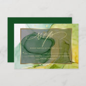 Elegant RSVP Vibrant Greens and Golds Marked Ink (Voorkant / Achterkant)