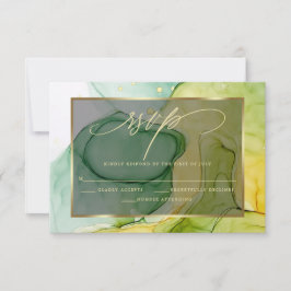 Elegant RSVP Vibrant Greens and Golds Marked Ink