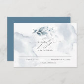 Elegant RSVP Waterverf Foliage Dusty Blue (Voorkant / Achterkant)
