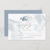 Elegant RSVP Waterverf Foliage Dusty Blue (Voorkant / Achterkant)
