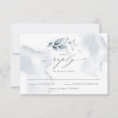 Elegant RSVP Waterverf Foliage Dusty Blue Kaartje (Voorkant)