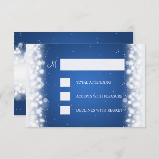 Elegant RSVP Wedding Magic Sparkle Blue (Voorkant / Achterkant)