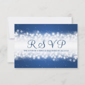 Elegant RSVP Wedding Magic Sparkle Blue Kaartje (Achterkant)