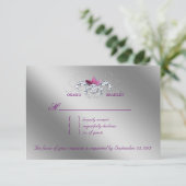 Elegant RSVP Wedding Reply Card Sparkle Paarse Lea (Staand voorkant)