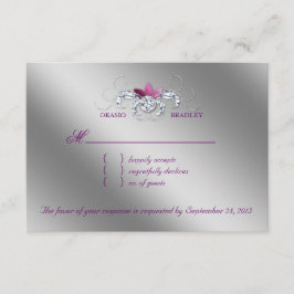 Elegant RSVP Wedding Reply Card Sparkle Paarse Lea Kaartje