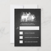 Elegant RSVP Wedding Winter Deer Sparkle Black (Voorkant)
