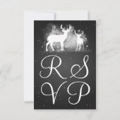 Elegant RSVP Wedding Winter Deer Sparkle Black Kaartje (Achterkant)