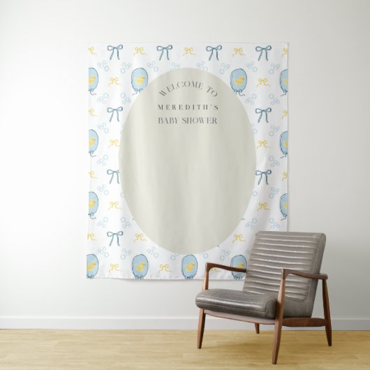 Elegant Rubber Ducky Ribbon Baby shower Achtergron Wandkleed (In situ)