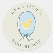 Elegant Rubber Ducky Ribbon Baby shower Ronde Sticker (Voorkant)