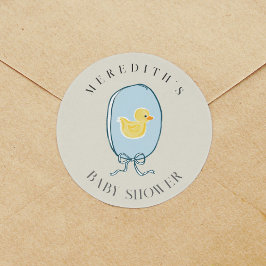 Elegant Rubber Ducky Ribbon Baby shower Ronde Sticker