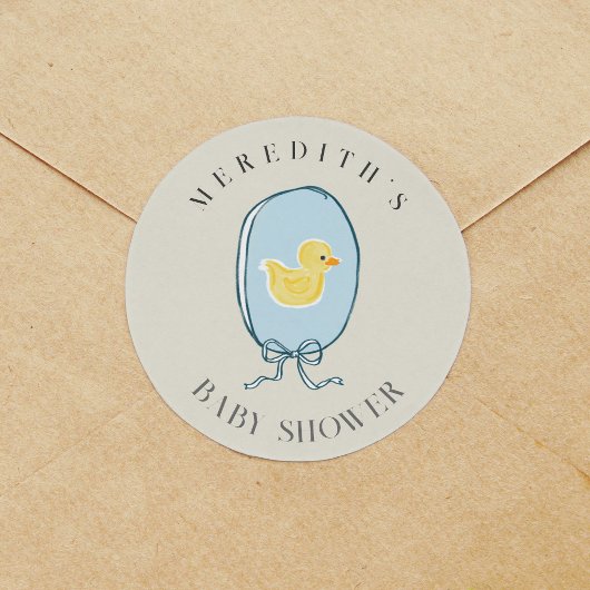 Elegant Rubber Ducky Ribbon Baby shower Ronde Sticker