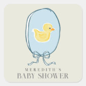 Elegant Rubber Ducky Ribbon Baby shower Vierkante Sticker (Voorkant)