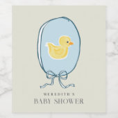 Elegant Rubber Ducky Ribbon Baby shower Wijn Etiket (Enkel label)