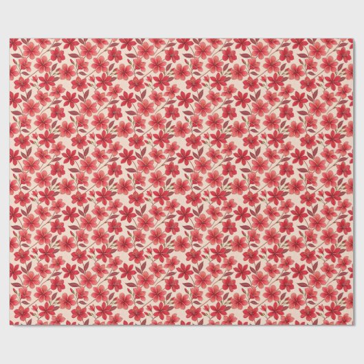 Elegant Ruby Bloom Pattern Cadeaupapier (Vlak)