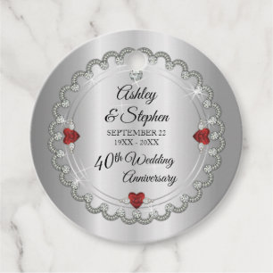 Elegant Ruby Diamonds 40e Jubileum voor weddensc Bedankjes Labels