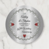 Elegant Ruby | Diamonds 40e Jubileum voor weddensc Bedankjes Labels (Voorkant)