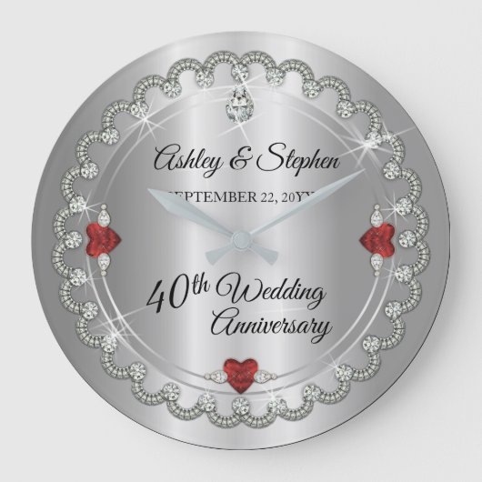 Elegant Ruby | Diamonds 40e Jubileum voor weddensc Grote Klok (Voorkant)