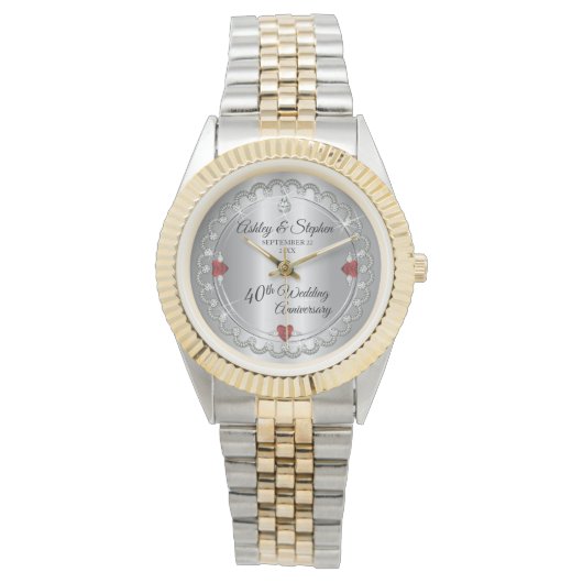 Elegant Ruby | Diamonds 40e Jubileum voor weddensc Horloge (Voorkant)