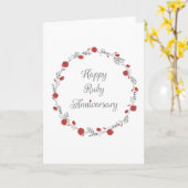 Elegant Ruby & Floral 40 jaar Jubileum Kaart (Gele Bloem)