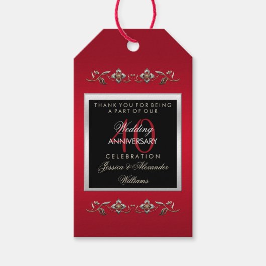 Elegant Ruby Gemstone 40th Wedding Jubileum Cadeaulabel (Voorkant)