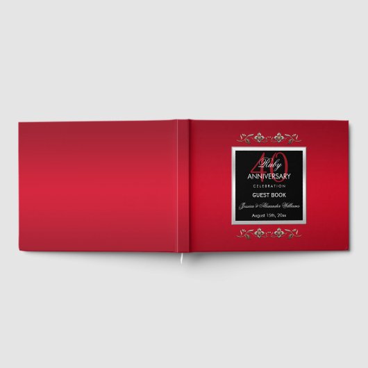 Elegant Ruby Gemstone 40th Wedding Jubileum Gastenboek (Volledig)
